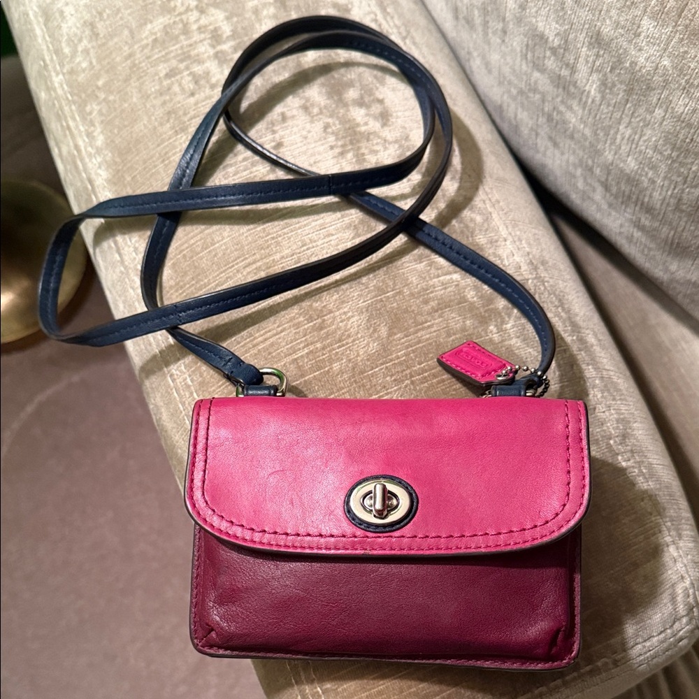 Coach Two-Tone Pink and Burgundy Crossbody Bag - Picture 3 of 14